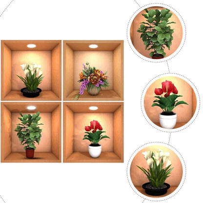 3D Vase Wall Sticker (Set of 4)