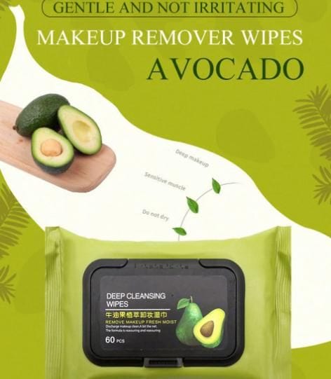 Avocado Makeup Remover Wipes (1 Pack of 60 Pcs)