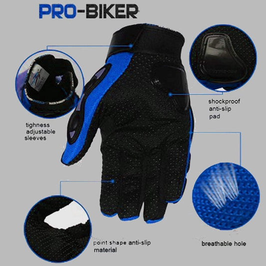 Probiker Synthetic Leather Motorcycle Gloves ( Blue )